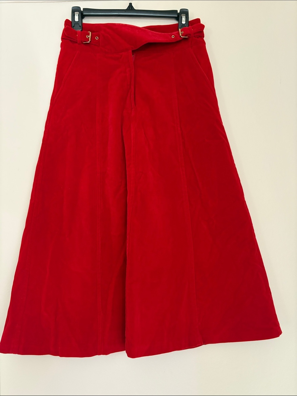 Rachel Antonoff Red Velvet High-Waist Maxi Skirt